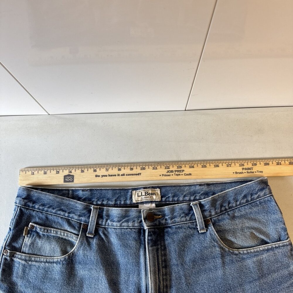 LL Bean Men's 40x30 Double Relaxed Fit Fleece Lined Blue Jeans Vintage (N8) - Picture 12 of 15